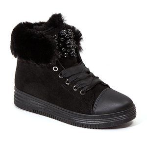 Womens Warm Black Ankle Fashion Sporty Flat Boot